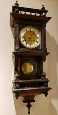 Antique Working 19th C. HAC German Ornate Walnut Regulator Wall Clock Germany