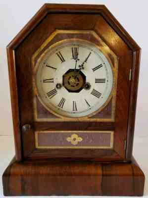 Antique Working 1845-1855 JEROME Clock Co Victorian Mantel Shelf Alarm Clock