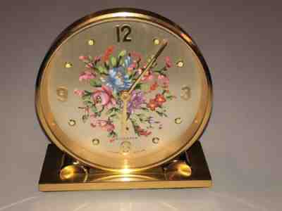 Rare Vintage Mid Century Imhof Bucherer Swiss 7 Jewel Brass 8 Day Alarm Clock