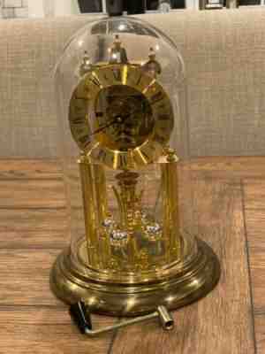 ELGIN S Haller Skeleton Time Bomb Anniversary Clock 400 Day Glass Dome Vintage