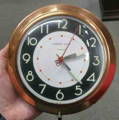  HARMONY HOUSE CLOCK MID-CENTURY MODERN ROUND COPPER COLOR ELECTRIC WALL CLOCK