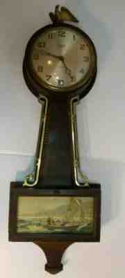 Rare Gilbert 1807 Wall Clock Wind Up 8 Day Antique Banjo Style All Original 