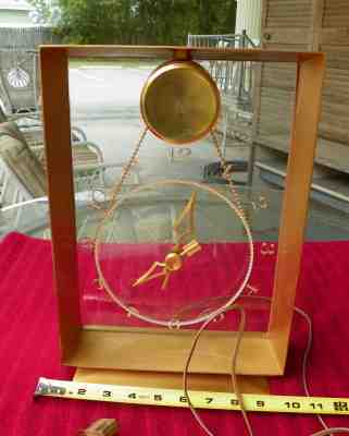 VINTAGE 1960'S JEFFERSON SUSPENSE CLOCK MODEL 580-191 RUNS ART DECO DISPLAY 13in