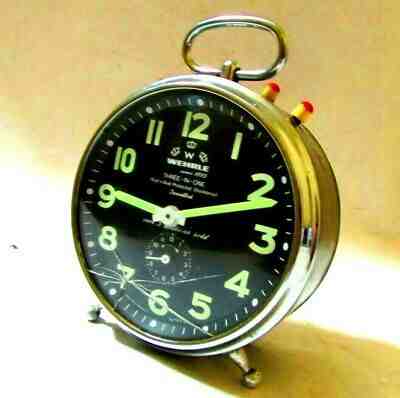 Vintage WEHRLE ALARM CLOCK Three In One XXL STRIKING Made in Germany EXPELLANT 