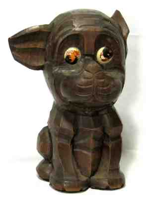 Old Oswald OSUHR Hand Carved Black Forest Wood Rolling Eyes Dog Mechanical Clock