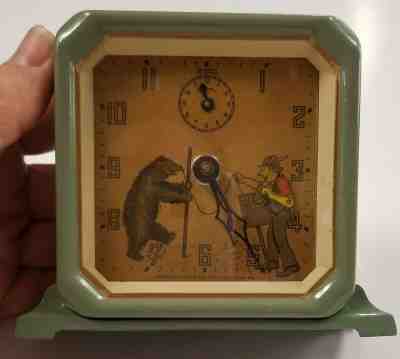 RARE Keebler Lux Animated Organ Grinder W/ Dancing Bear Motion Alarm Clock 