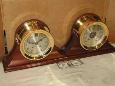 CHELSEA VINTAGE SHIPS BELL CLOCK/BAROMETER SET~6 IN. DIAL HINGED 1972 ORIGINAL