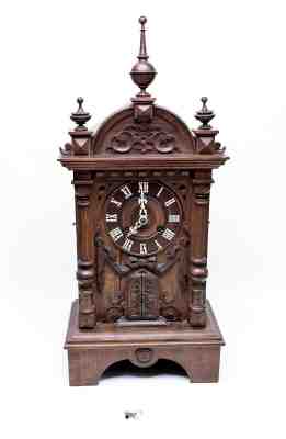 Antique Black Forest Mantle Clock Shelf Trumpeter Cuckoo 27" Restoration Bellows