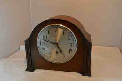 Vintage Wooden English Mantle Clock, Westminster chime, complete & functional