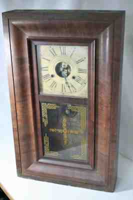 circa 1840 Welton Ogee Clock, 26.5"H 16"W 4.5"D