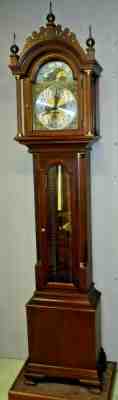 Fine Colonial 3 Weight Valley Forge Grandfather Clock Westminster Chime Working
