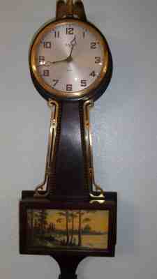 Rare Gilbert 1807 Wall Clock Wind Up 8 Day Antique Banjo Style All Original 