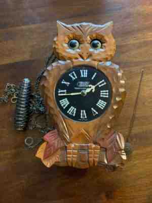 TEZUKA POPPO Owl MOVING EYES WALL CLOCK -  Excellent Condition Working ! 10x6