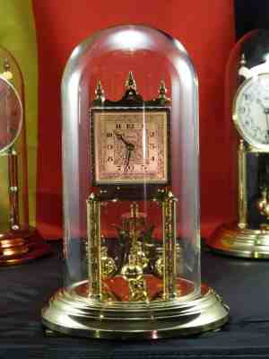 VINTAGE 400 DAY ANNIVERSARY CLOCK BRASS GLASS DOME RESTORED