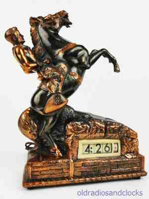 Horse Clock - Rearing with Cowboy - Abbotwares Styled - Serviced
