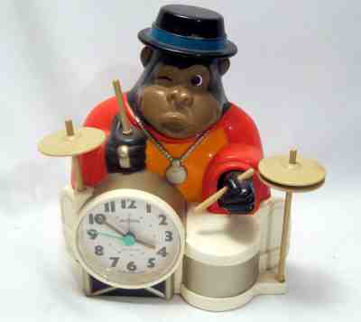 Rhythm Rock 1 Man Band Monkey / Gorilla Drummer Speak Up Alarm with Box