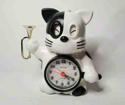 Vtg Rhythm Speak Up Reveille Bugle Cat Alarm Clock Japan Damaged See Details 