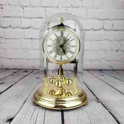 Kundo Quartz Clock Anniversary Dome Vintage West Germany Mantle Glass