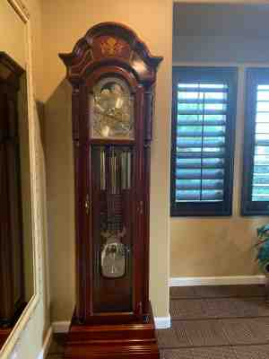  Grandfather Clock  by Sligh.  Beautiful inlaid mahogany wood. 