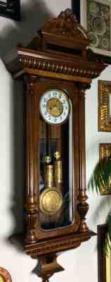 big Gustav Becker Wallclock around 1900  2 Weights Art Nouveau Victorian Era