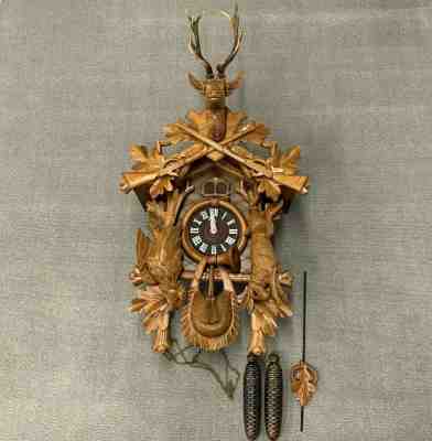Vintage Black Forest 33" Cuckoo Clock West GermanyE. Schmeckenbecher Deer -PARTS