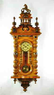 Gorgeous Antique German Junghans Keyhole Spring Driven Wall Clock approx.1900