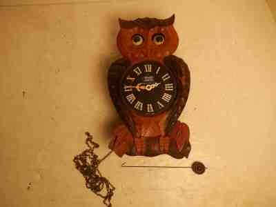 Vintage Poppo Tezuka Animated Moving Eye Owl Novelty Wood Clock Parts 