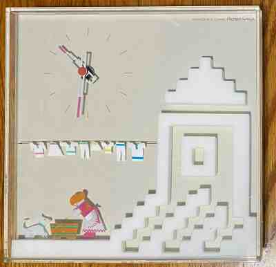 70's VTG Jeco Japan Action Clock Analog Wall Novelty Animated Wash Woman & Dog
