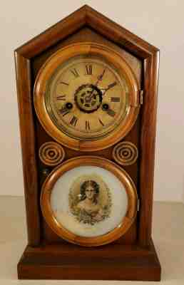 Antique Working 1871 INGRAHAM "Doric" Victorian Mantel Shelf Clock Alarm Clock