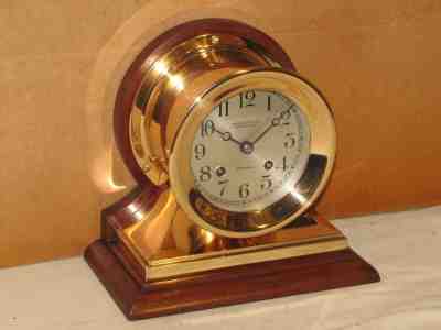 CHELSEA ANTIQUE SHIPS BELL CLOCK~COMMANDER MODEL~ 4 1/2 IN DIAL~1915~RED BRASS
