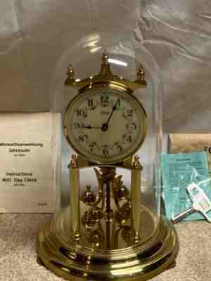 Kieninger & Obergfell Kundo 400 Day Anniversary Clock w/ Dome + Key - Germany