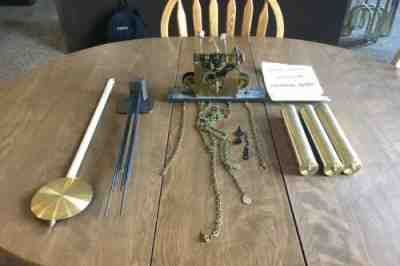 COLONIAL MFG COMPANY GRANDFATHER CLOCK MOVEMENT CHIMES WEIGHTS & PENDULUM