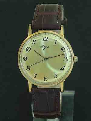 LUCH VINTAGE MENS MECHANICAL watch Made in USSR GOLD PLATED AU 10