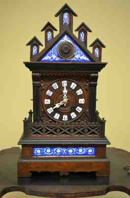 ANTIQUE BLACK FOREST Alexander Fleig CATHEDRAL SHELF/MANTEL CUCKOO CLOCK 1800'S