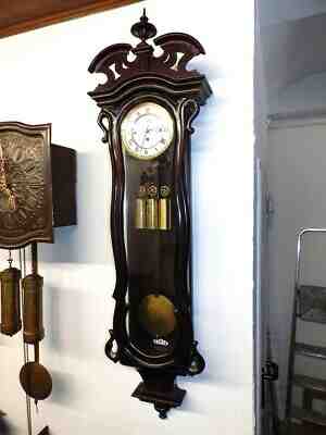 NICE ORIGINAL LATE BIEDERMEIER WALL CLOCK WITH GRAND SONNERIE STRIKING MECHANISM