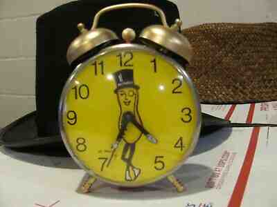 Rare Vintage Planters Mr. Peanut 1960 Metal Alarm Clock  – Lux Time US