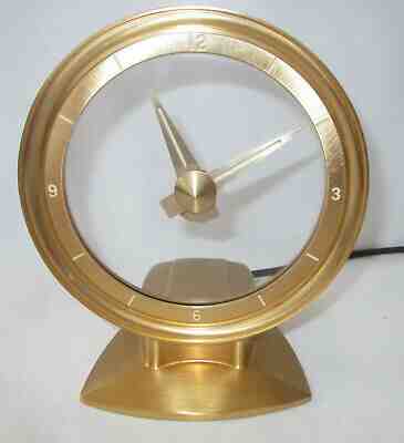 Vintage 1950’s MCM JEFFERSON GOLDEN MINUTE Clock 24K Gold Plated