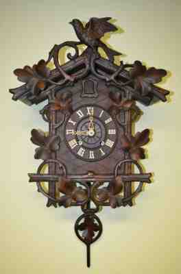 ANTIQUE GERMAN BLACK FOREST G.H.S. 8 DAY SINGLE FUSEE CUCKOO CLOCK 1800'S