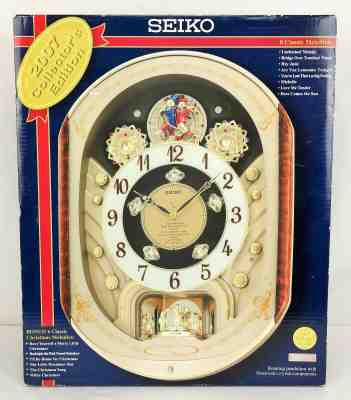2007 Seiko 16 Melodies in Motion Musical Wall Clock Swarovski Beatles Animated 