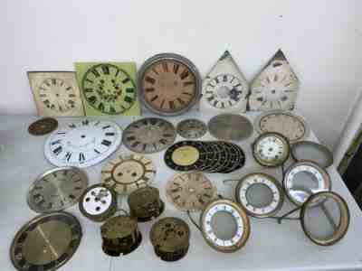 Lot of Antique Parts - Faces, Brass Movements, Glass, Gibraltar Waterbury 8 31