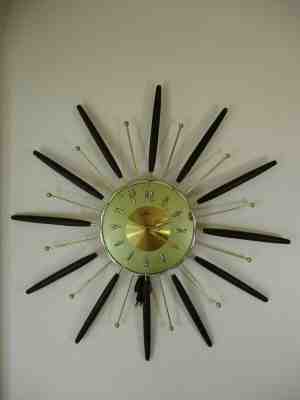 Vtg. Mid Century 26” Lux Robert Shaw Starburst Atomic Wall Clock Electric *Works