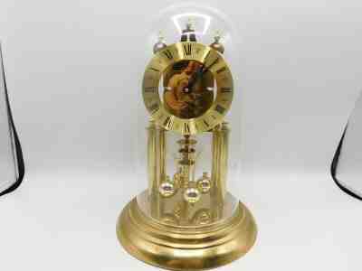 Elgin S Haller Skeleton Time Bomb Anniversary Clock 400 Day Glass Dome Vintage