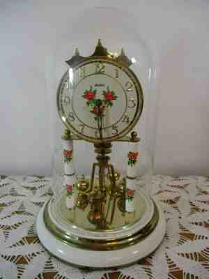 Vtg. SIMONDSWALD  S. HALLER 400-Day Anniversary Clock With Glass Dome *Repair 