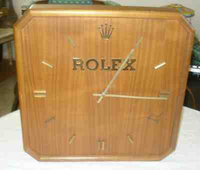 Vintage Rolex Dealers Wood Wall Clock- RARE!