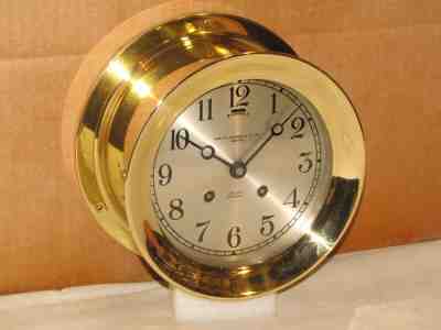 CHELSEA ANTIQUE SHIPS BELL CLOCK~6 IN. DIAL 1918 HINGED 102 YRS OLD~ RESTORED