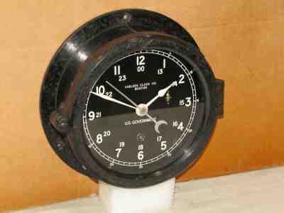 CHELSEA U.S.NAVY SHIPS CLOCK ~6 IN~1958~VIETNAM WAR ERA~12/24 hr DIAL RESTORED