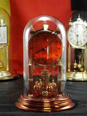 VINTAGE 400 DAY ANNIVERSARY CLOCK BRASS GLASS DOME GERMAN RESTORED