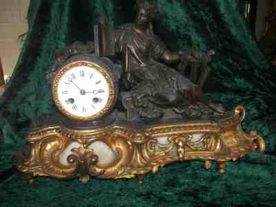 Antique French Clock Gilt Metal & Quartz Undercarriage - Outstanding Appearance 
