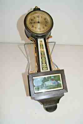 The New Haven Clock Co. Miniature Banjo  Wall Clock Mt. Vernon 16" -Parts/Repair