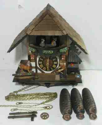 Romance Reuge ANIMATED MUSICAL Swiss CUCKOO CLOCK Carved Wood Parts/Repair